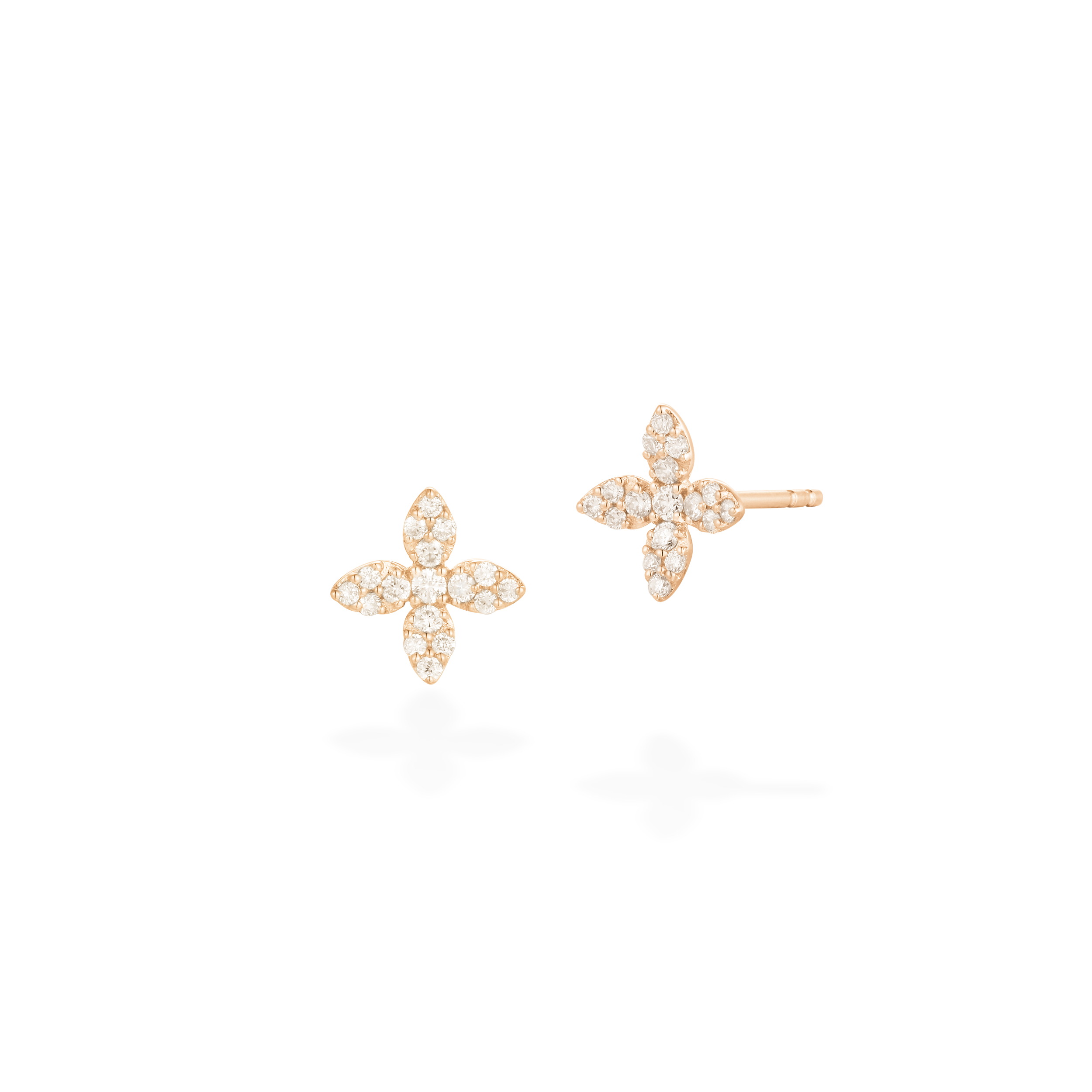 Dainty cress flower diamond earrings